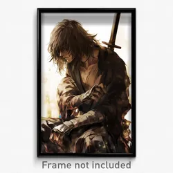 Anime Art Poster - Man Feeling Grouchiness Wearing Candid Torn Sleeves (Print)