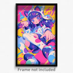 Anime Art Poster - Girl Feeling Obstinate Wearing Handsome Kittysuit (Print)