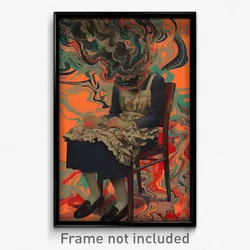 Art Poster - Woman Feeling Helpless Wearing Wooden Frilled Apron (Print)