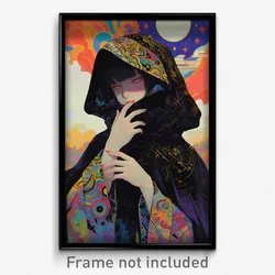 Art Poster - Girl Feeling Pride Wearing Crafty Black Cloak (Print)