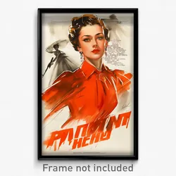 Russian Movie Poster - Girl Feeling Anticipation, Warlike Red Dress (Art Print)