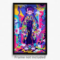 Anime Art Poster - Girl Feeling Dread Wearing Noteworthy Hakama Pants (Print)