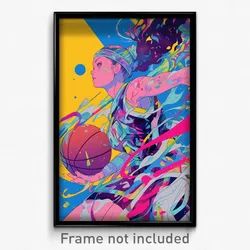 Movie Art Poster - Woman Feeling Courage, Colorful Basketball Uniform (Print)