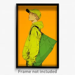 Anime Art Poster - Man Feeling Vicious Wearing Vibrant Green Bag (Print)