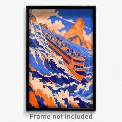Art Poster - Orange Ferry (Psychedelic Trippy Weird 11x17 Cartoon Print)