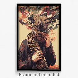 Art Poster - Man Feeling Confusion Wearing Smooth Brown Scarf (Art Print)