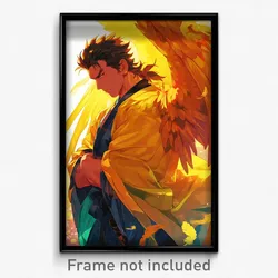 Anime Art Poster - Man Feeling Cheerfulness, Valuable Yellow Wings (Print)
