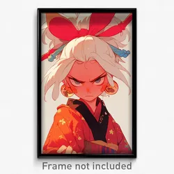 Anime Art Poster - Girl Feeling Angry Wearing Amazing Red Bow (Print)
