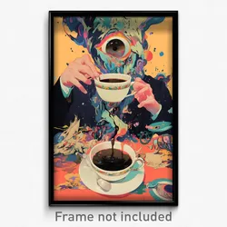 Art Poster - Jaw Dropping Tea (Psychedelic Trippy Weird 11x17 Cartoon Print)