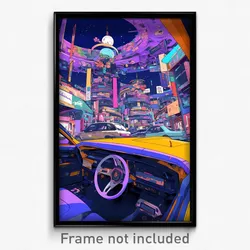 Art Poster - Showy Car Dealership (Psychedelic Trippy Weird 11x17 Cartoon Print)