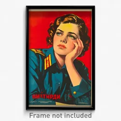 Russian Movie Poster - Woman Feeling Helpless, Vibrant Uniform (Art Print)