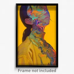 Art Poster - Woman Feeling Focused Wearing French Yellow Sweater (Print)
