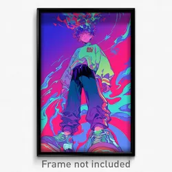 Anime Art Poster - Boy Feeling Focused Wearing Baggy Mismatched (Print)