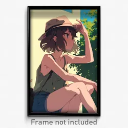 Anime Art Poster - Girl Feeling Restlessness, Ambitious Cabbie Hat (Print)