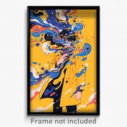 Anime Art Poster - Man Feeling Bewildered Wearing Amazing Yellow Coat (Print)