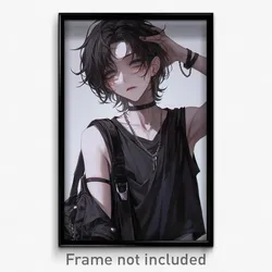Anime Art Poster - Boy Feeling Self Respecting, Animated Black Vest (Print)