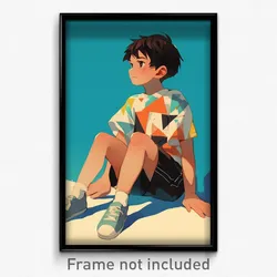 Anime Art Poster - Boy Feeling Melancholy Wearing Triangular Shorts (Print)