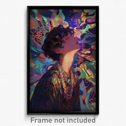 Art Poster - Boy Feeling Lonely Wearing Spanish Hair Beads (Art Print)