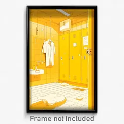Art Poster - Yellow Locker Room (Psychedelic Trippy Weird 11x17 Cartoon Print)