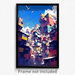 Art Poster - Simple Shantytown (Psychedelic Trippy Weird 11x17 Cartoon Print)