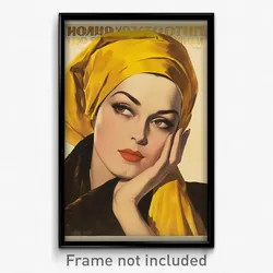 Russian Movie Poster - Woman Feeling Suspense, Flamboyant Brown Headwear (Print)