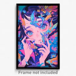 Anime Art Poster - Girl Feeling Moody Wearing Vibrant Shell (Print)