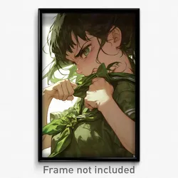 Anime Art Poster - Woman Feeling Infuriated, Immaterial Green Neckwear (Print)