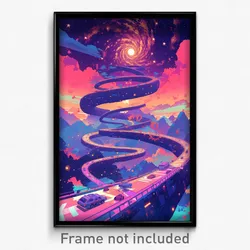 Movie Art Poster - Cute Highway (Psychedelic Trippy Retro Cartoon Film Print)