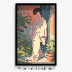 Anime Art Poster - Man Feeling Calm Wearing Ancient White Bodysuit (Print)