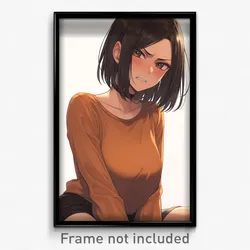 Anime Art Poster - Girl Feeling Remorse Wearing Bronze Brown Shirt (Print)