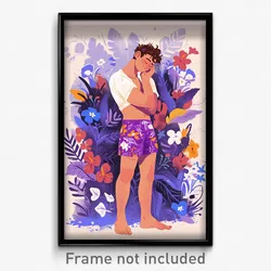 Art Poster - Man Feeling Fondness Wearing Majestic Purple Shorts (Art Print)