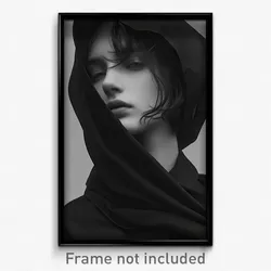 Art Poster - Woman Feeling Mystified Wearing Idealistic Hooded Cloak (Art Print)