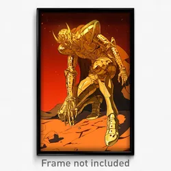 Art Poster - Man Feeling Aversion Wearing Adventurous Gold Armor (Art Print)