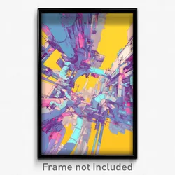 Movie Art Poster - Digital Wire Frame Pipes (Psychedelic Retro Weird Film Print)
