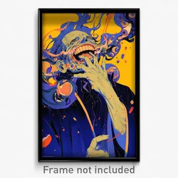 Anime Art Poster - Man Feeling Grinning Wearing Agile Blue Coat (Print)