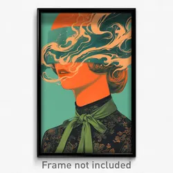 Movie Art Poster - Woman Feeling Tenderness, Green Neck Ribbon (Film Print)