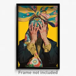 Anime Art Poster - Man Feeling Discontentment Wearing Hearty Striped Bow (Print)