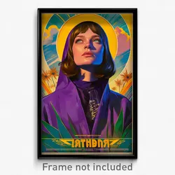 Russian Movie Poster - Woman Feeling Acceptance, Violet Hooded Cloak (Art Print)