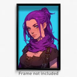 Art Poster - Woman Feeling Caring, Creative Purple Neckerchief (Art Print)