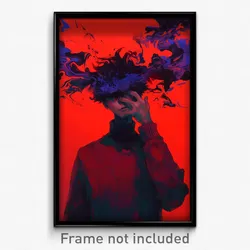 Anime Art Poster - Boy Feeling Alienation Wearing Zealous Red Sweater (Print)