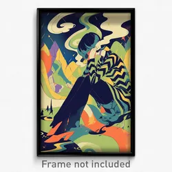 Anime Art Poster - Woman Feeling Confusion Wearing Zigzag Edgy Clothes (Print)