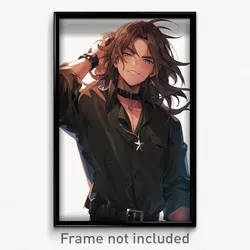 Anime Art Poster - Man Feeling Greed Wearing Black Star Choker (Print)