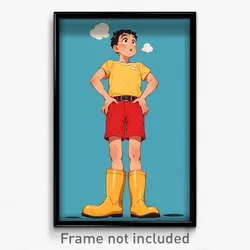 Anime Art Poster - Man Feeling Eagerness Wearing Husky Rubber Boots (Print)