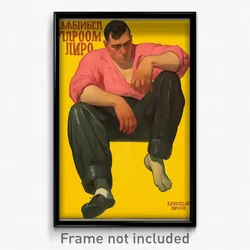 Russian Movie Poster - Man Feeling Grumpiness, Pink Black Pants (Art Print)