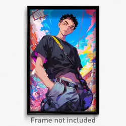 Anime Art Poster - Boy Feeling Offended Wearing Grand Fanny Pack (Print)