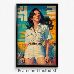 Korean Movie Poster - Woman Feeling Loopy, Cheery White Shorts (Korea Art Print)