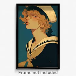 Art Poster - Boy Feeling Moody Wearing Grand Sailor (Art Print)