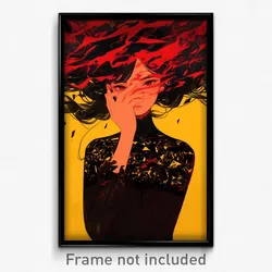 Anime Art Poster - Girl Feeling Courage Wearing Voluminous Red (Print)