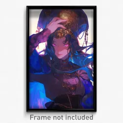 Anime Art Poster - Woman Feeling Fondness, Fancy Hands On Headwear (Print)