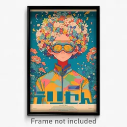 Russian Movie Poster - Boy Feeling Excitement, Rectangular Hair Flower (Print)